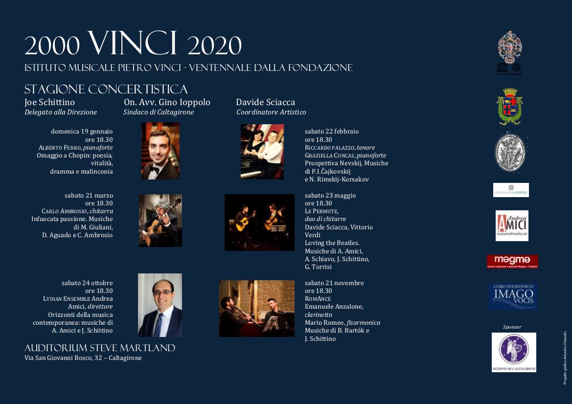 Locandina Stagione Concertistica 2020 - Istituto Musicale Pietro Vinci Caltagirone